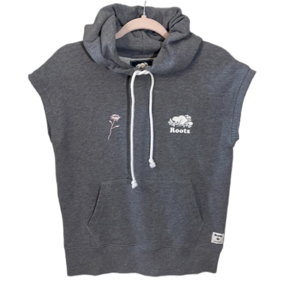 Roots Sleeveless Grey Hooded Sweatshirt Size Small - Picture 2 of 16